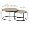 Two-Piece Nesting Coffee Table Set, Oak Veneer, Round with a Diameter of 80 cm, Metal Frame, Modern Style, Suitable for Living Room, Bedroom, Balcony.