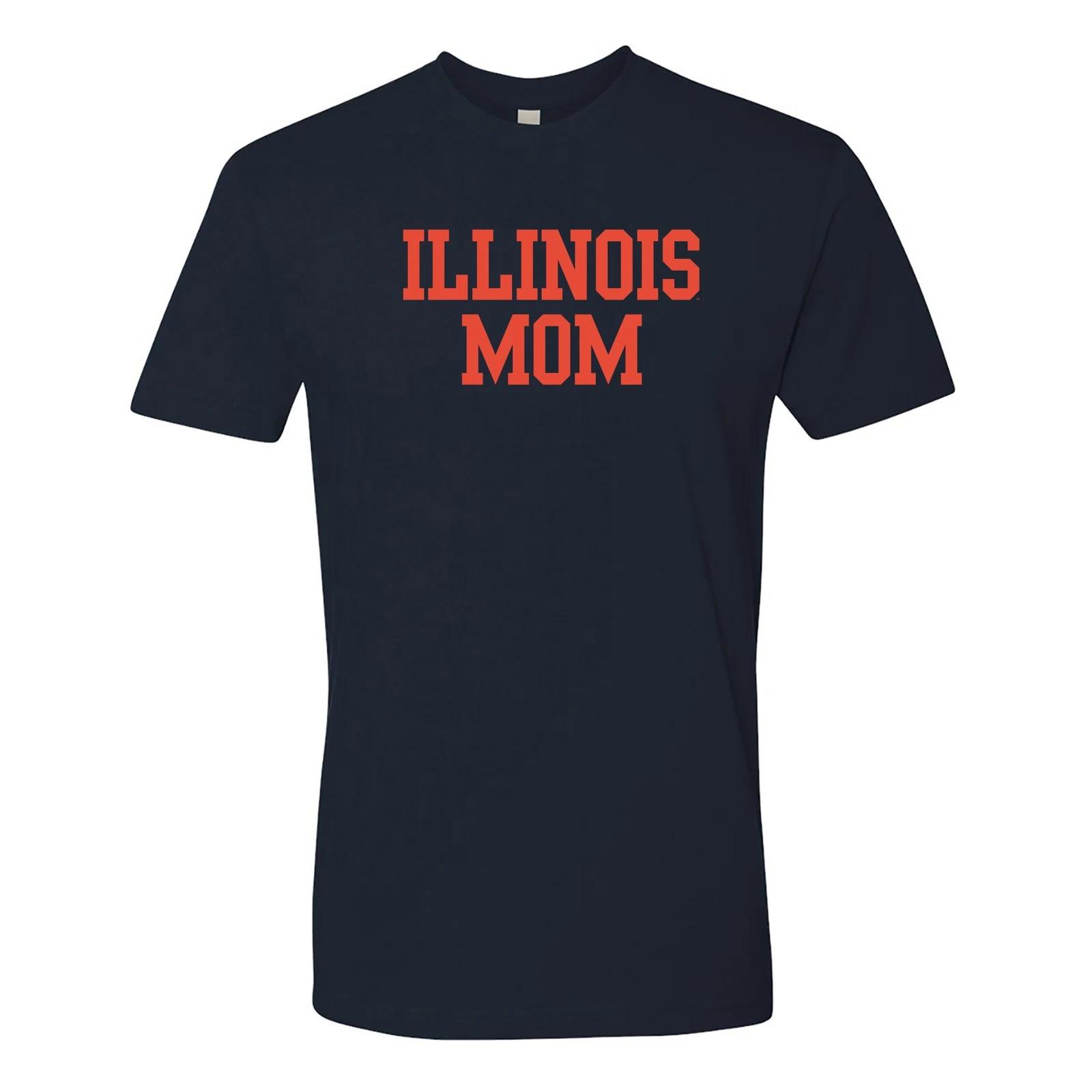 Illinois Fighting Illini Basic Block Mom Premium Cotton T Shirt - M Navy 2XL