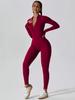 Women's Zipper Long Sleeved Tight Fitting High Elasticity Jumpsuit, Sports Yoga Pants, Slim Fit, Comfortable and Skin Friendly.