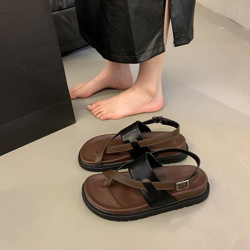 

Set of toe muffin thick-soled slippers women s new beach with skirt foreign trade open-toe sandals 35 чорний