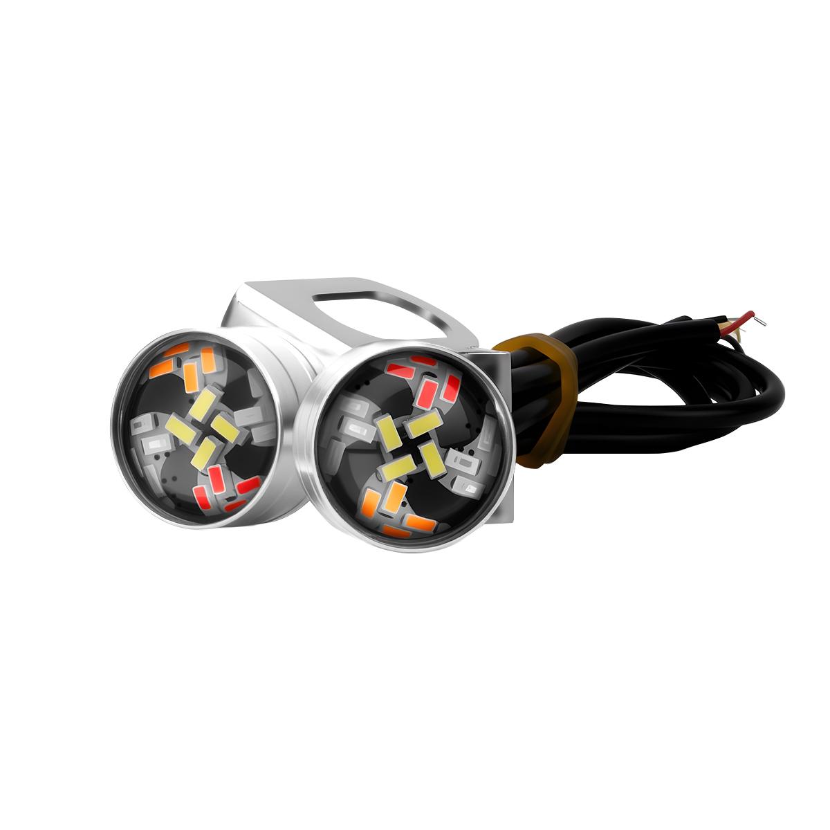 2PCS Motorcycle Strobe led 5 color eagle eye flashing Light With Brackets Daytime Running Lights For Spotlight Motor Accessories sliver shell