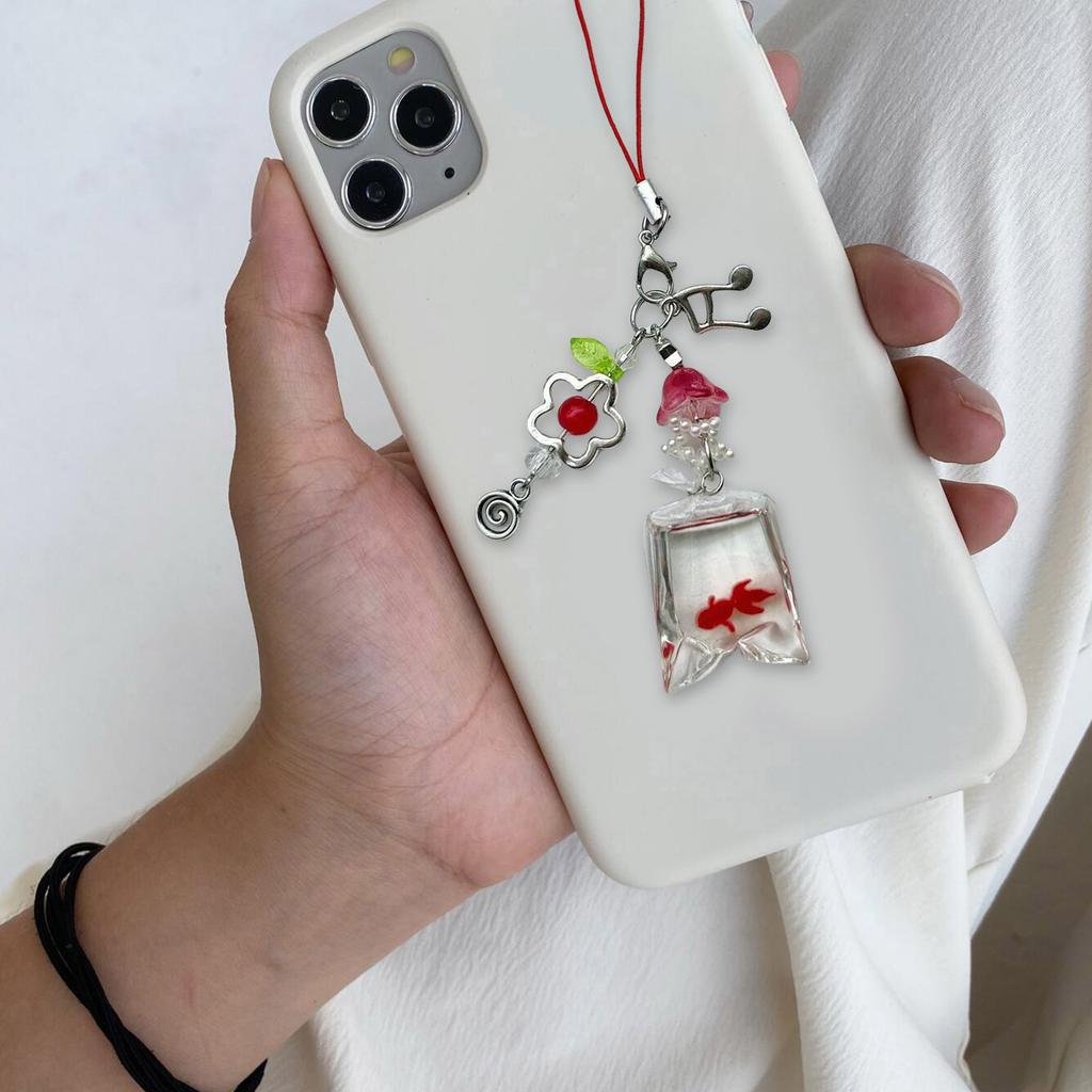 Stylish Beaded Fish Phone Chain Multifuntional Resin Accessory Keyring Decors Phone Strap for Fashion Enthusiasts