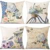 Plant and Flower Hydrangea Printed Linen Pillowcase Home Sofa Living Room Bedroom Pillowcase