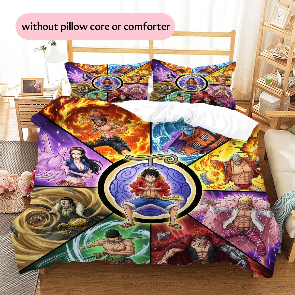 

Assemble One Piece members Pattern Bedding Quilt Set Home Decoration Gift (1 * duvet cover + 2 * pillowcase without core) 135x200cm