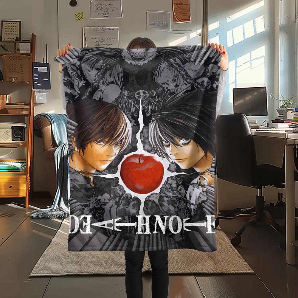 1PC Death Note Print Flannel Blanket, High Quality All Seasons, Home Decor, Warmth and Comfort, Perfect for Christmas Gifts