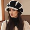 1PC Plush-Lined Gift Corduroy Material Versatile Beret Exquisite Thickened Design Warmth Accessories Elegant 56-58cm