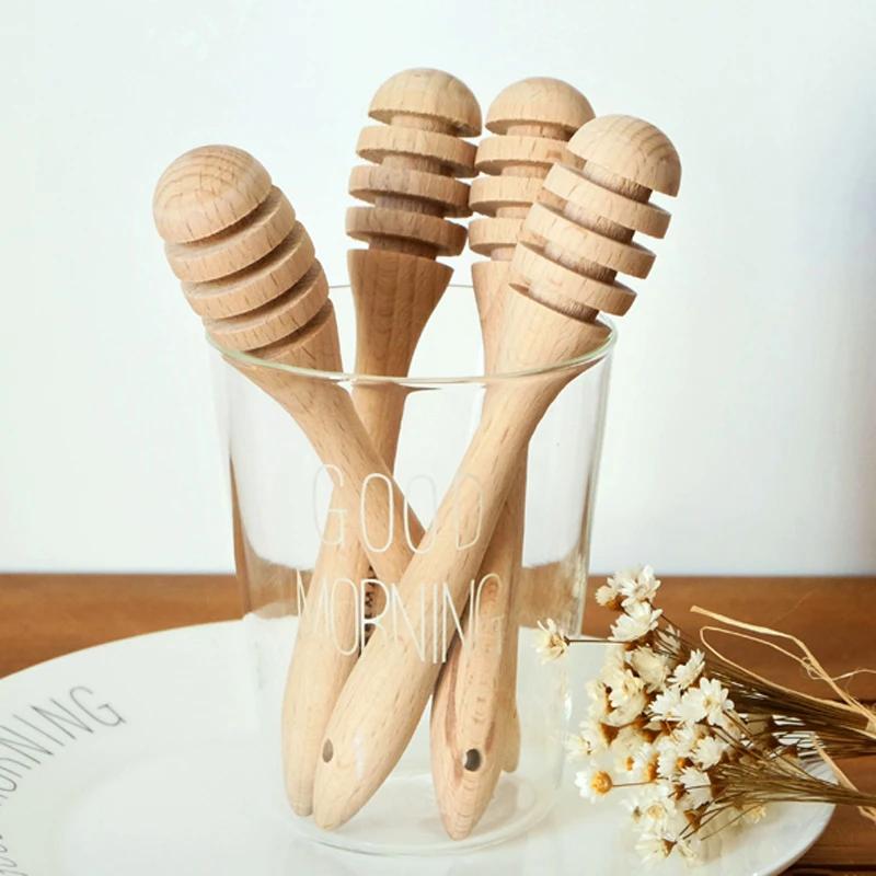 Wooden Honey Spoon Long Wood Honey Dipper Sticks Syrup Server Mixing Stirrer Serving Spoon for Honey Pot Kitchen Accessories