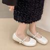 Fashion Shallow Mouth Mary Jane Shoes Women's Xia New Round Toe Soft Sole One Word with Rhinestone Flat Ballet Flat Single Shoes