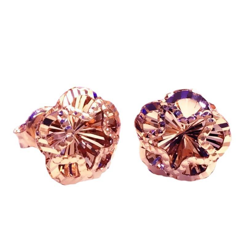 Purple Gold Hollow Flower Stud Earrings Women'S Simple Light Luxury Color Gold Plated Rose Gold Stud Earrings