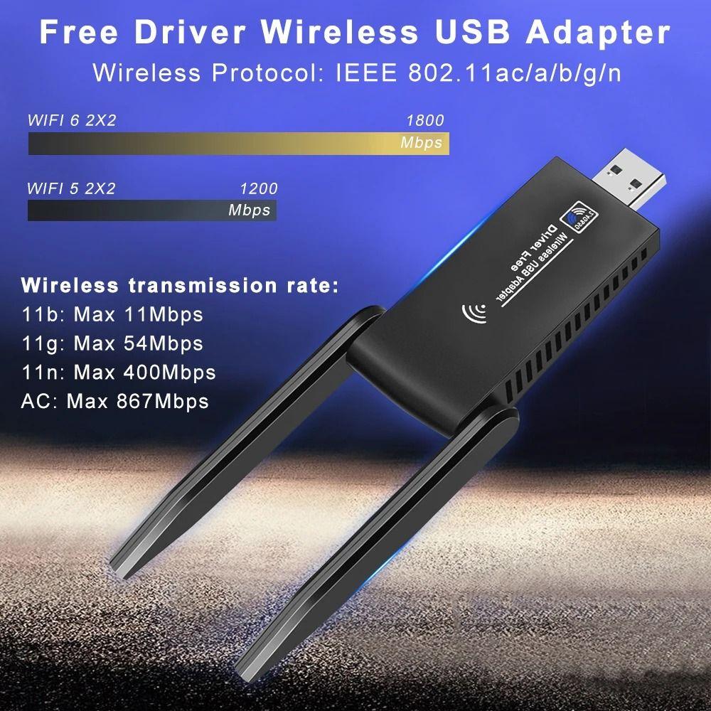 2.4G/5Ghz 1300Mbps WiFi Dongle Dual Band Wireless Network Card  For Computer/PC/Tablet