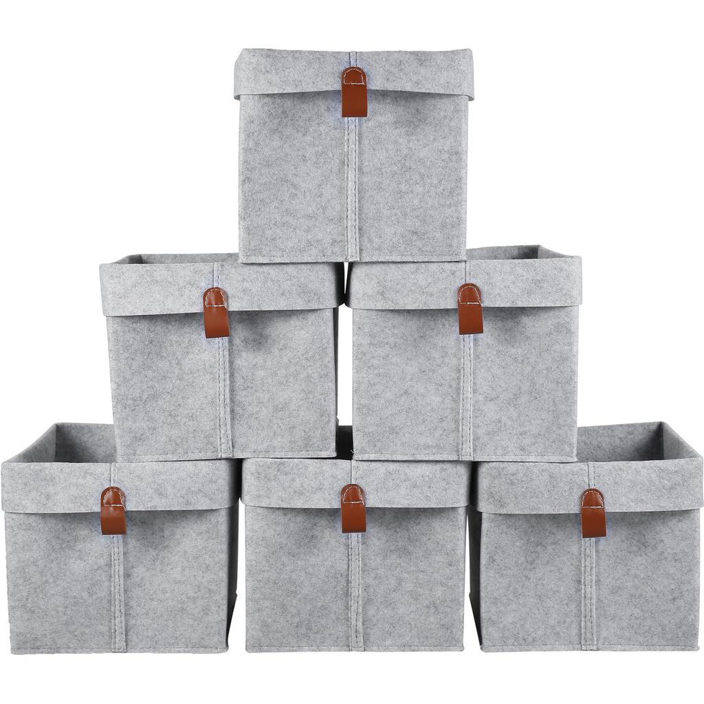 6Pcs Felt Fabric Storage Basket Large Capacity 12L Foldable Desktop Organizers Box for Home Closet Clothes Shoes Multipurpose