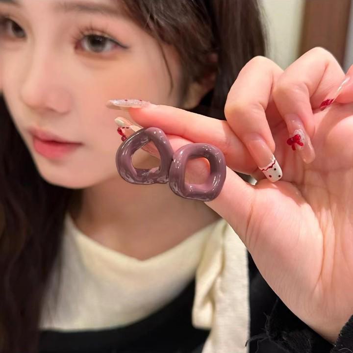 Vintage Ohrringe im Hong Kong Stil mit roten Kreisen und geometrischen Formen für Damen