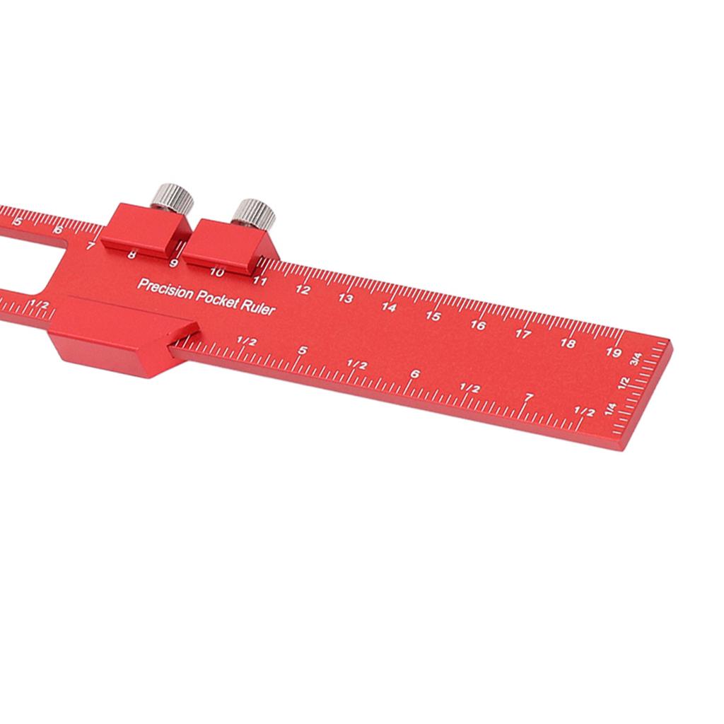 Woodworking Ruler 8 Inch Aluminum Alloy Scribing Measuring Tool with Positioning Sliding Block