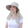 Neckline Mask Women Sun Hat Leaf Print Tea Picking Hat Lightweight Cover Face Cap  Sun Protection