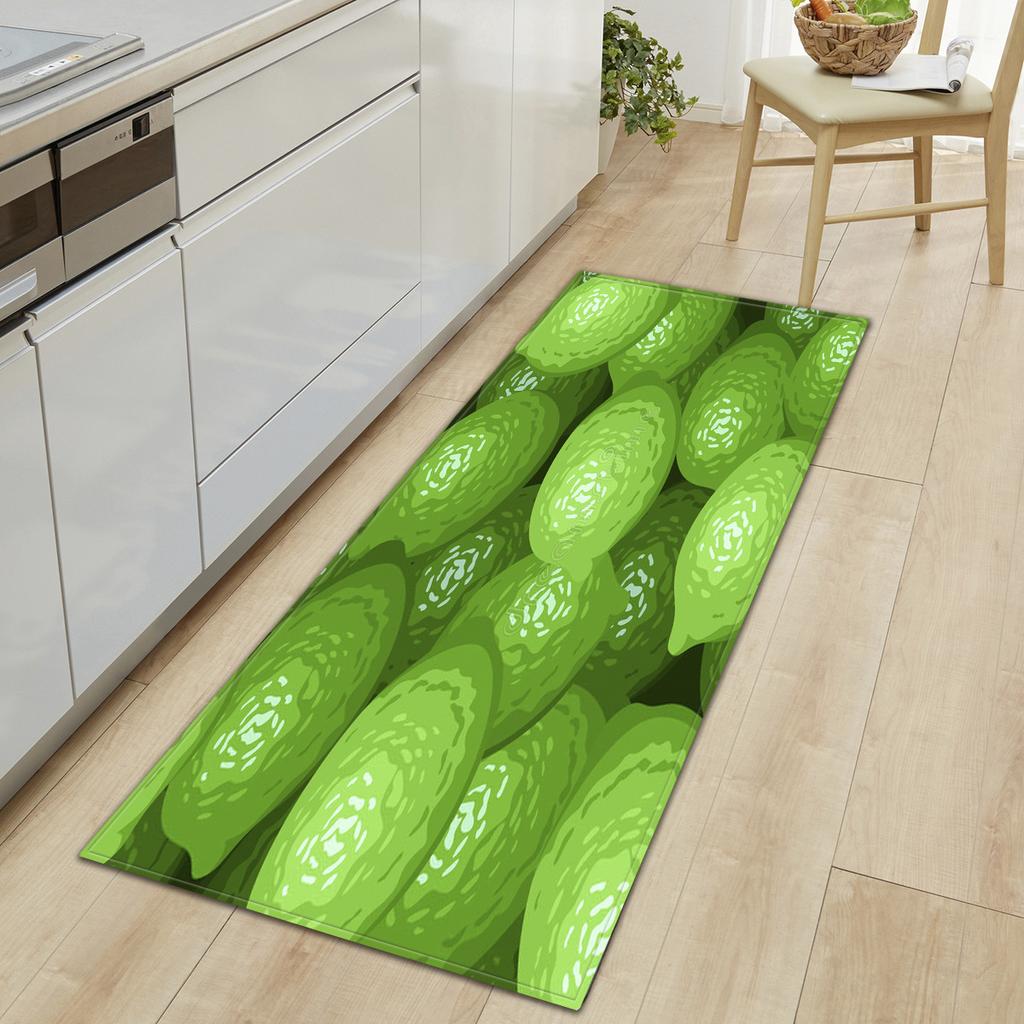 Tapete de cozinha de frutas e vegetais frescos, macio e espesso, tapete de chão de cozinha, à prova d'água, antiderrapante, à prova de óleo, tapete de chão, tapete de corredor