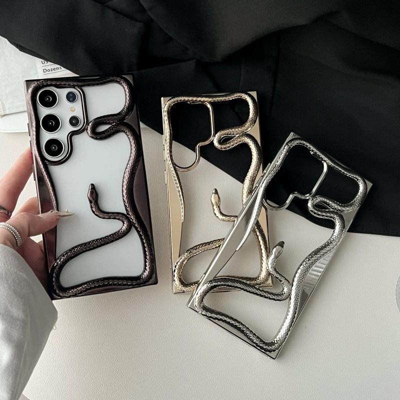 Silikonový kryt s 3D hadím pokovením, nárazuvzdorný, měkký, dutý, pro Samsung S25 Ultra S24 S23 FE S22 A56 A16 A36 A55 A06 A15 A26