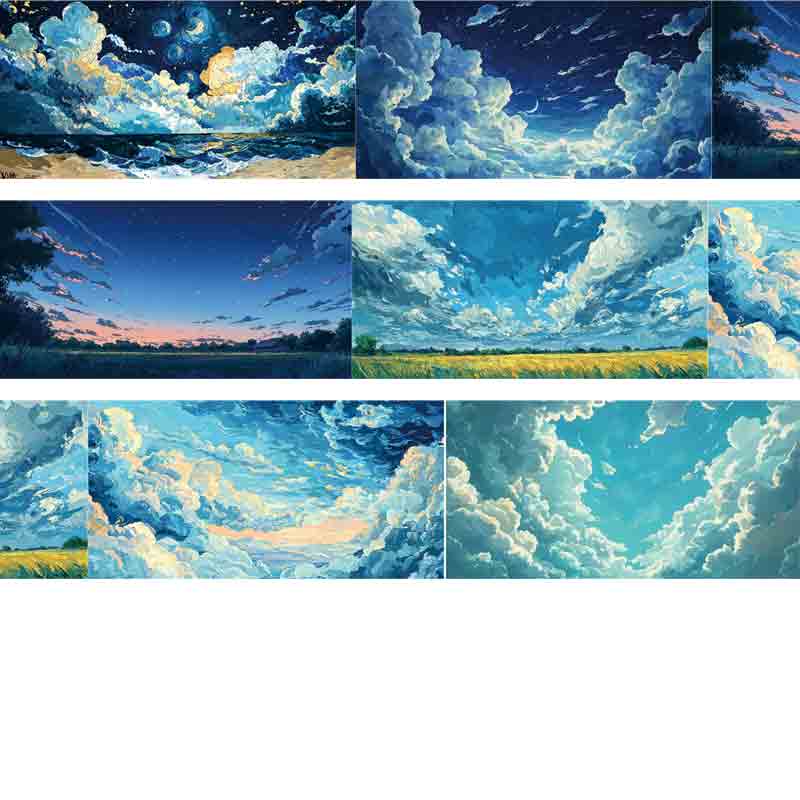 Pet Tape Journal Van Gogh's Starry Sky Sky Collage Decoration DIY Scrapbooking Landscaping Sky