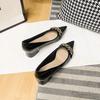 Fashion Shoes For Women Black Chain Square Heels With Medium Luxury Leather Casual Pointed Toe Office Woman Footwear Lastest Non Slip E