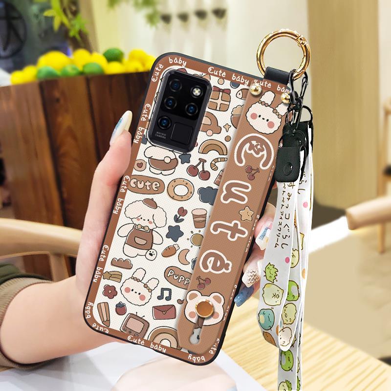 Kickstand Dirt-resistant Phone Case For Oukitel C21 Fashion Design Anti-knock Wrist Strap Back Cover Cute Waterproof