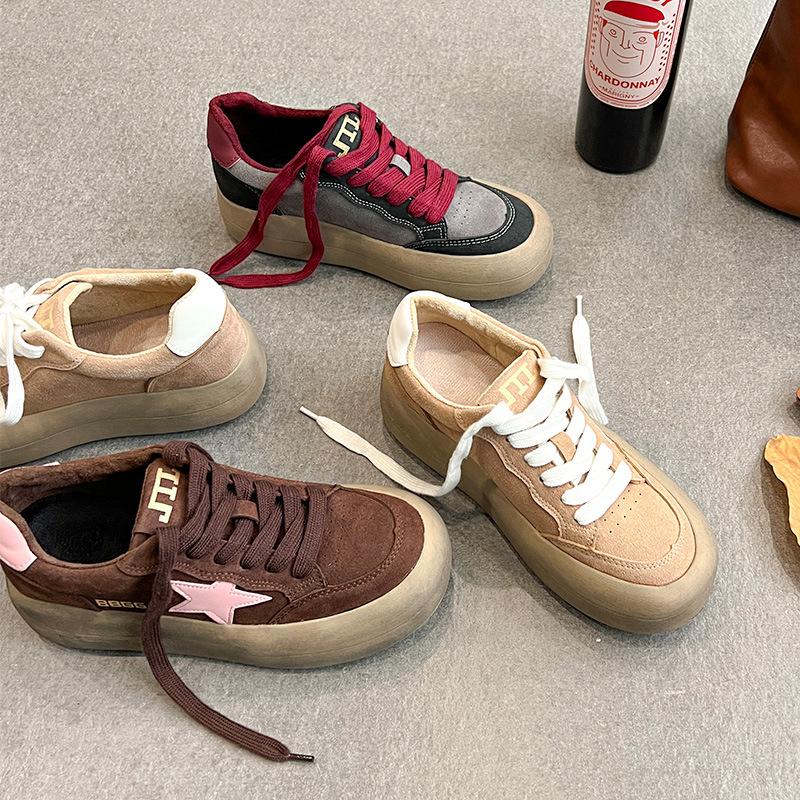 Grape Mother, the Same Invisible Inner Height-increasing Women's Shoes, Thick-soled Forrest Gump Training Shoes, Old Stars, Small Dirty Shoes, C