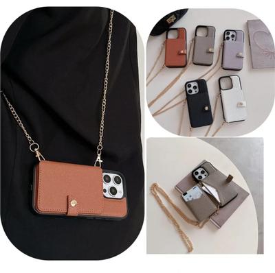 Crossbody Chain Wallet with Card Holder Phone Case for IPhone 16 Plus 15 14 13 12 11 Pro Max Fall Prevention Leather Cover