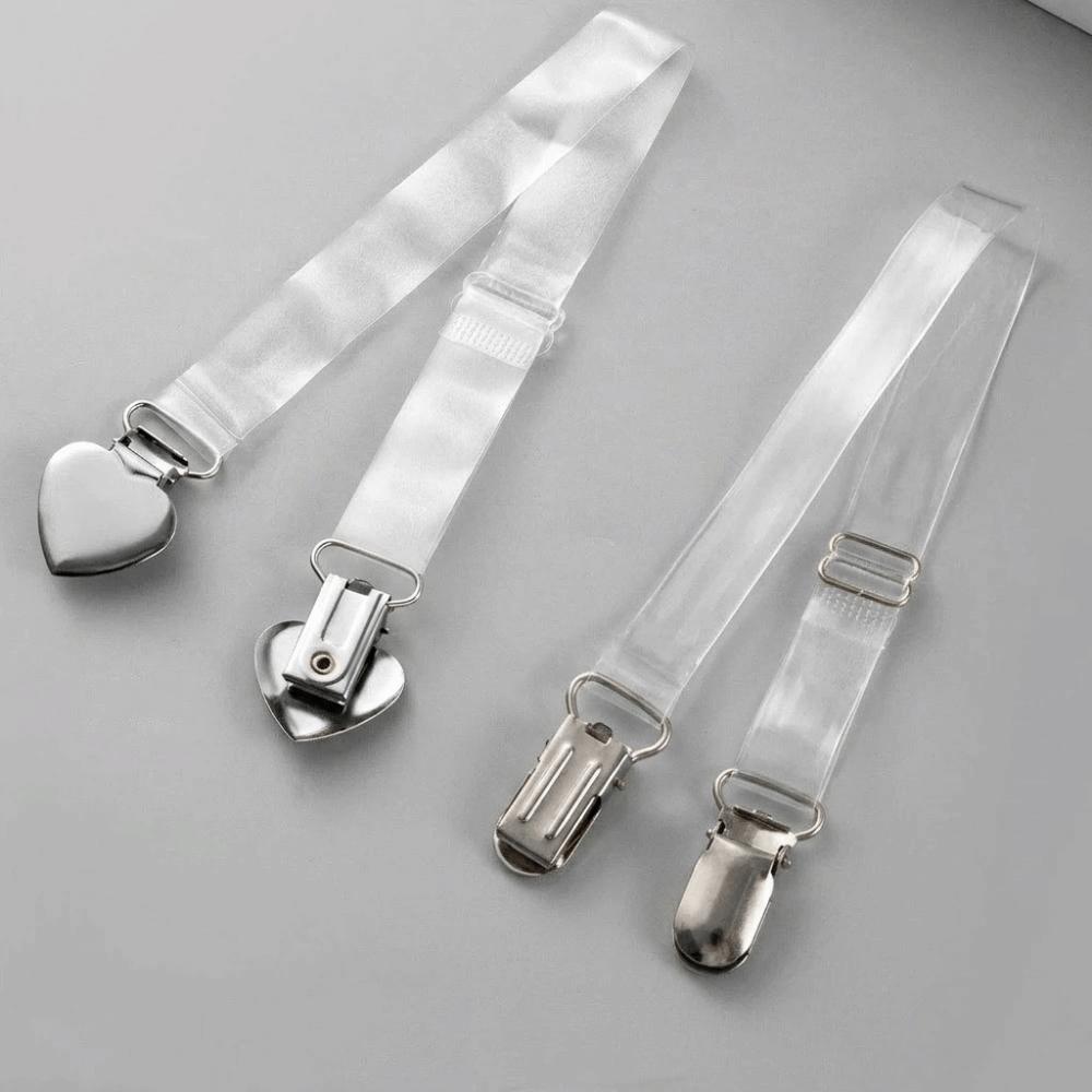 Transparent Invisible Shoulder Strap Anti-Slip Adjustable Bra Clasp Heart Duckbill Clip Portable Clothes Clasp for Women