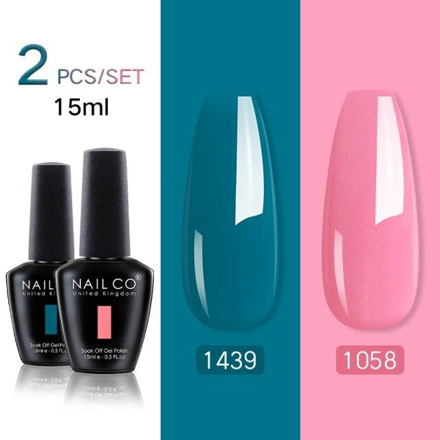 NAILCO 2 цвета, 15 мл, набор гель-лаков для ногтей Vernis, полуперманентный УФ-светодиодный гель для дизайна ногтей, принадлежности для профессионалов, отмачиваемый верхний слой