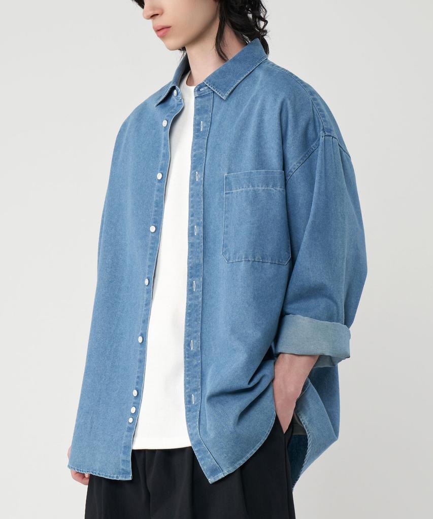 UNTAPPED STUDIO [Set] City Boy Big Oversized Washed Denim Shirt 4 Colors (Type A)