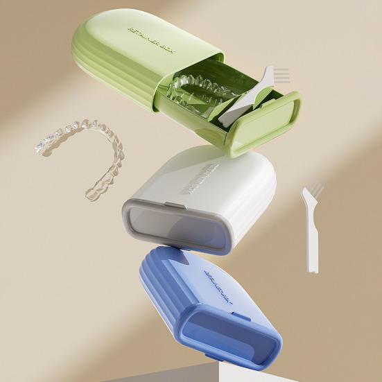 Travel Retainer Case Dental Brace Box with Compartments Portable Breathable Retainer Box