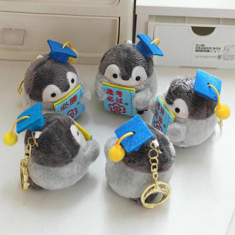 Middle School Entrance Exam Good Luck Plush Toy Penguin Doll Keychain Backpack Decoration Gift for Hardworking Students