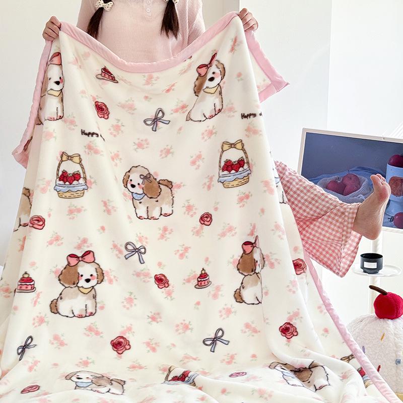 A-Class Double-Sided Printed Milk Velvet Blanket: Thickened Nap & Air Conditioning Sofa Cover