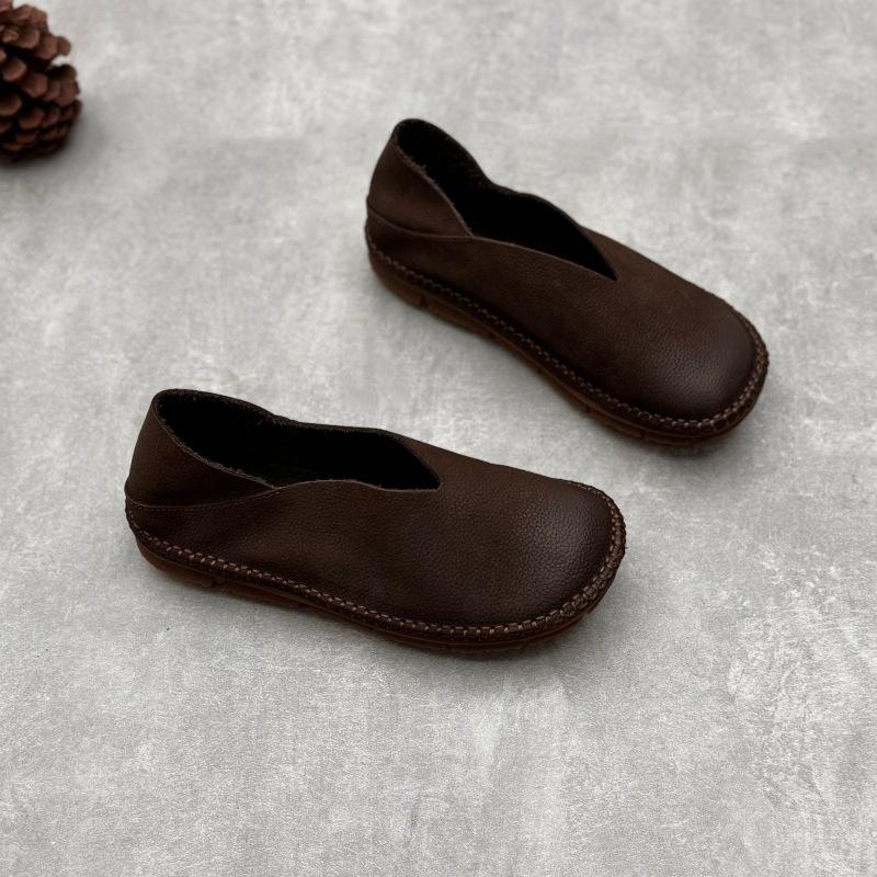 GKTINOO 2025 New Retro Loafers Genuine Leather Flat Shoes Casual Versatile Handmade Soft Cowhide Women's Slip-on Shoes