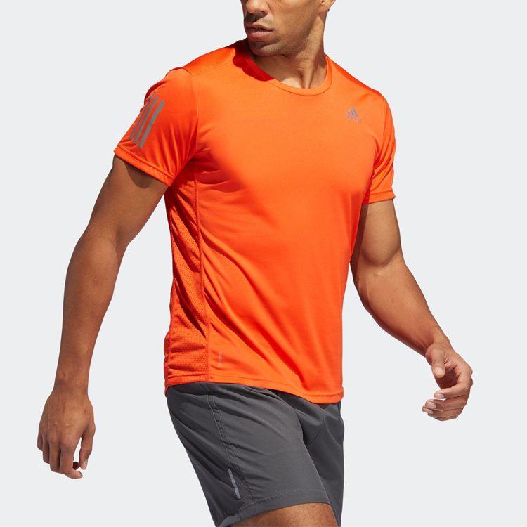 adidas T Shirts Men's Orange Crew Neck Moderate Straight Fit DZ9002