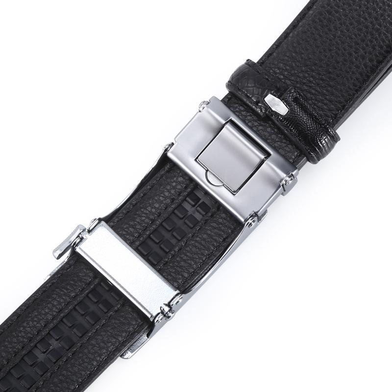 New Popular Leather Belt Men's Casual Business All-Match Comfort Click Belt Crocodile Pattern Pant Belt with Goods
