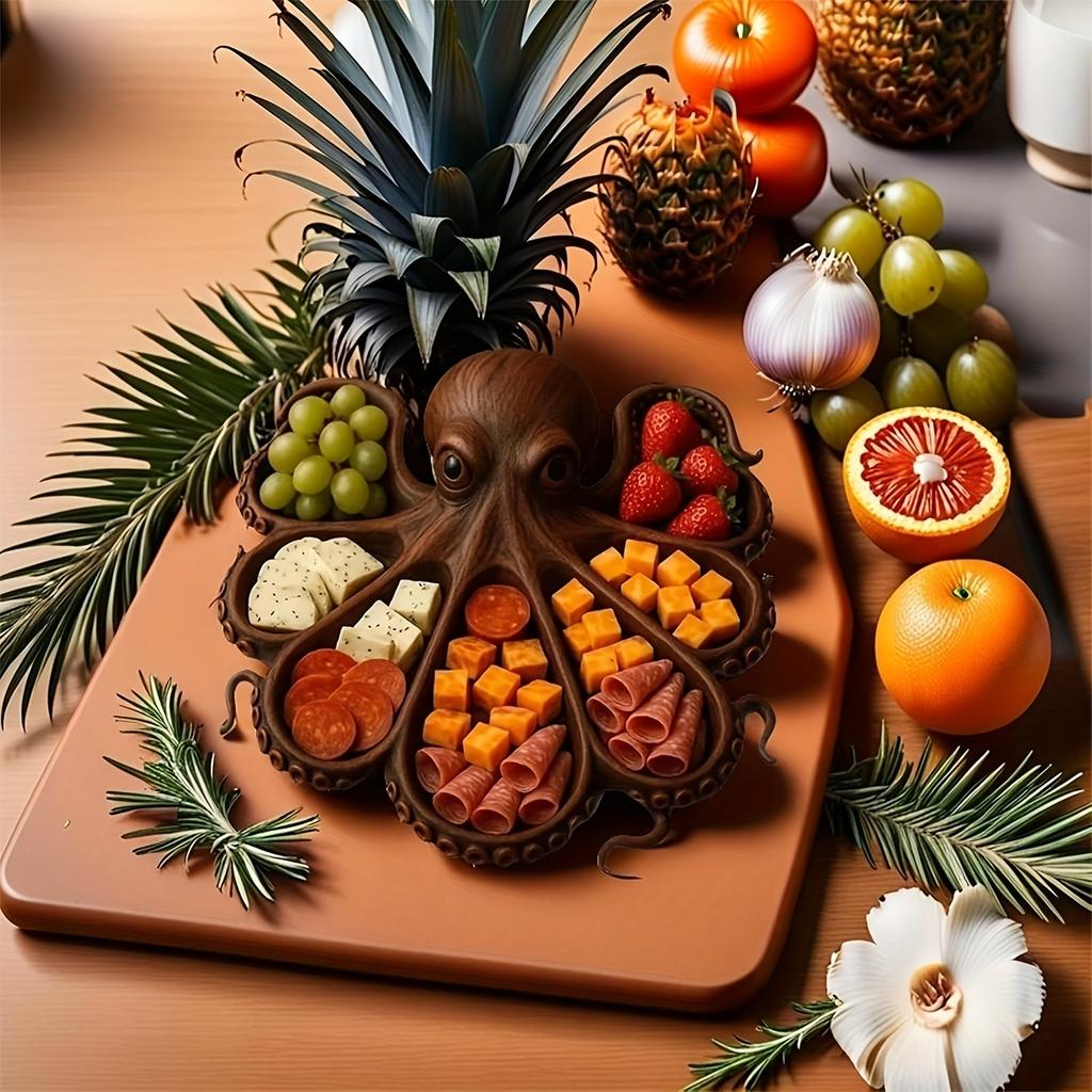 1pc Octopus Charcuterie Platter, Octopus Monster Design Wooden Serving Tray, Ocean Theme Party Appetizer Board, for Cheese Meat and Fruit