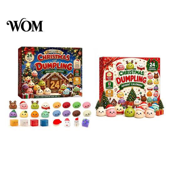 Reusable Christmas Decoration for Home Advent Calendar with 24Pcs Squeeze Dumplings, Soft Sensory Fidget Party Favors Stocking Stuffers Toys
