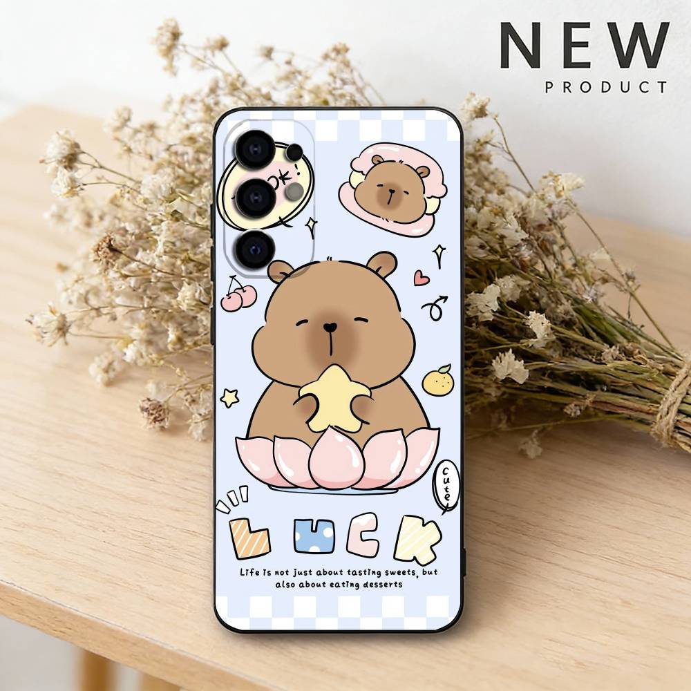 Süße C-Capybara Handyhülle Für Samsung S26,25,24,23,22,30,21,10,9,Ultra,Plus,Lite Schwarze Weiche Hülle