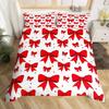 3D Bowknot Print Duvet Cover Set, Cute Bow Heart Pattern Bedding Set, Soft Microfiber Quilt Cover With Pillowcases