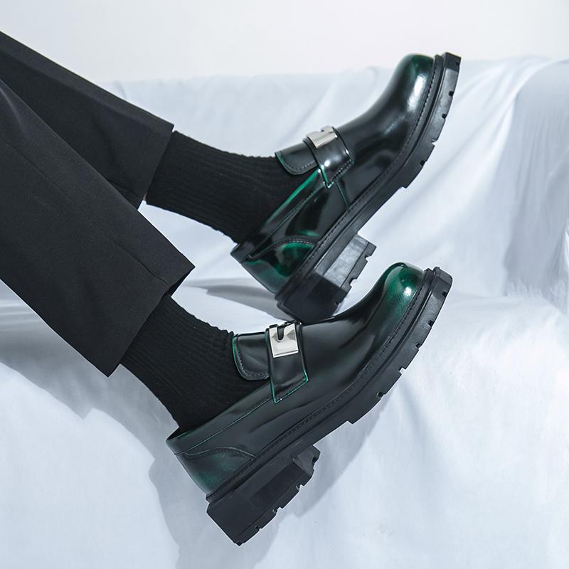 Fashion Men's Handmade Leather Square Toe Shoes Spring Wide Width Comfortable Lace-Up Derby Non-Slip Rubber Sole Durable Business Casual