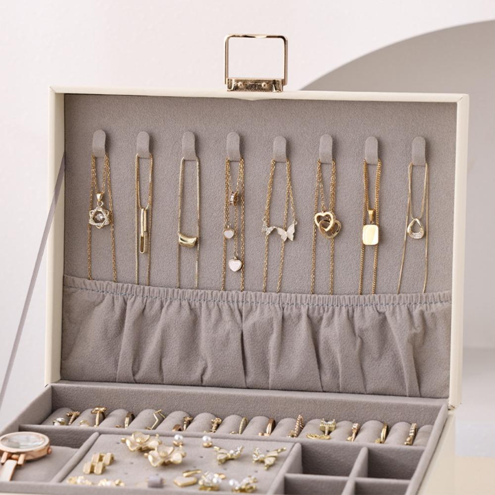 Jewelry Storage Leather Box Multi-layer Large Capacity Drawer Home Jewelry Box Ring Earrings Box Jewelry