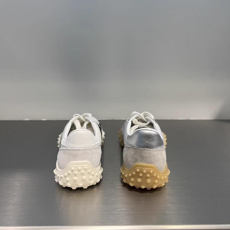 European station women's 2025 spring new leather round head lace-up color matching flat-bottomed German training shoes casual versatile running shoes