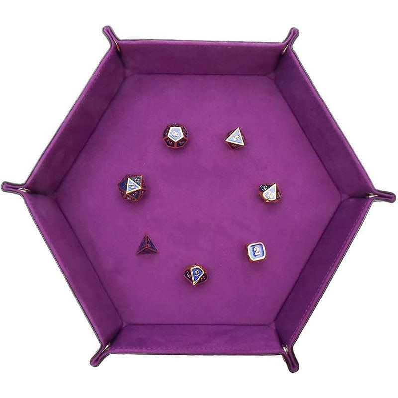 Hexagonal PU Leather Dice Tray - Board Game Accessories & Sundries Storage Box