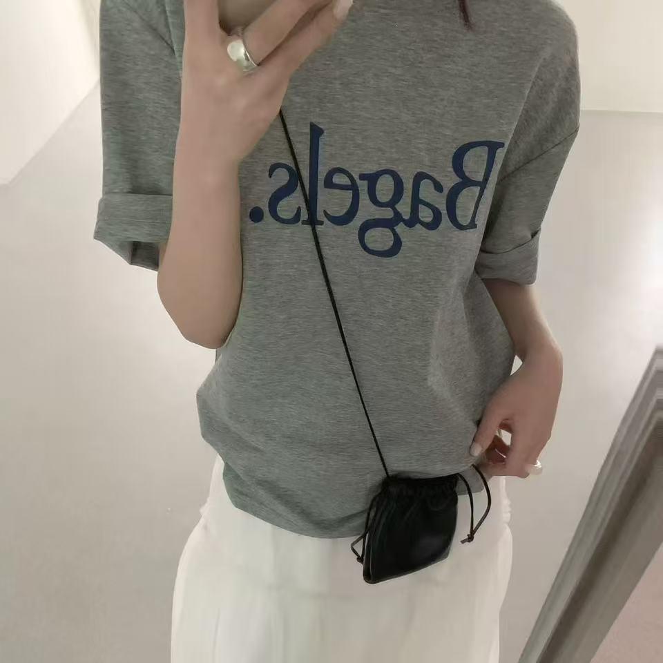 In the summer of 2026, the new Korean version of the letter-printed round neck loose casual versatile short-sleeved T-shirt women's top trendy ins