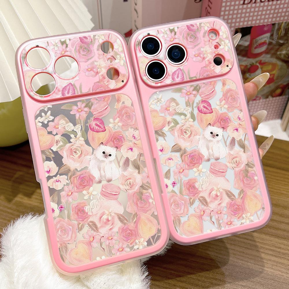 Full Screen Flower Kitten Suitable for iPhone17Pro 2-in-1 Mobile Phone Case Apple 16 Niche 15 Hair Factory