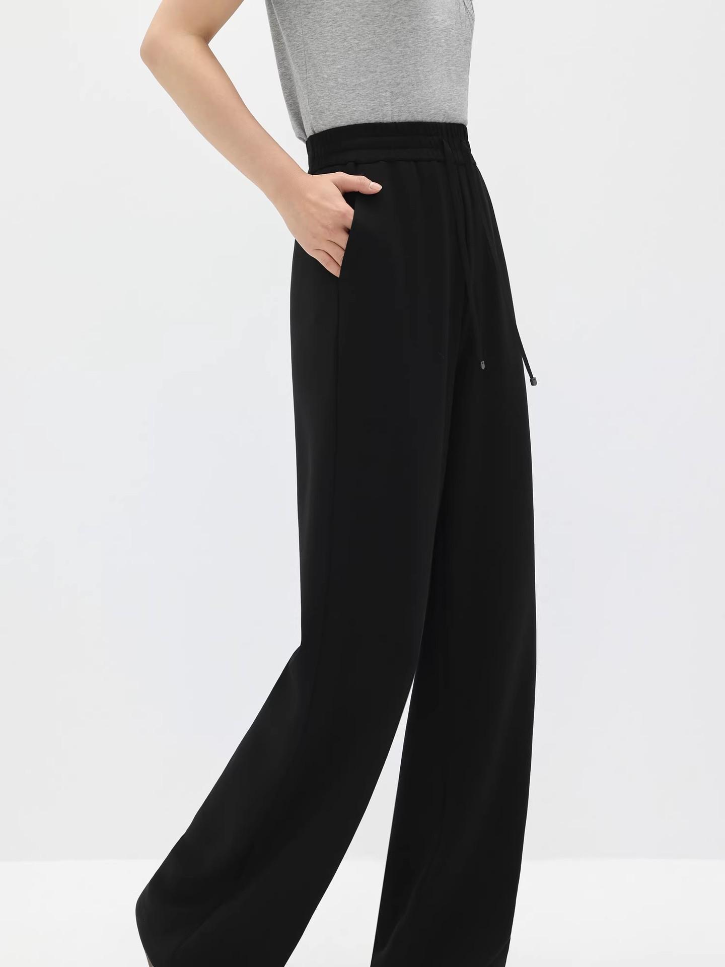 

2026 Spring New Arrival: Versatile High Stretch Modal Knit Wide Leg Floor-Length Pants Medium чёрный
