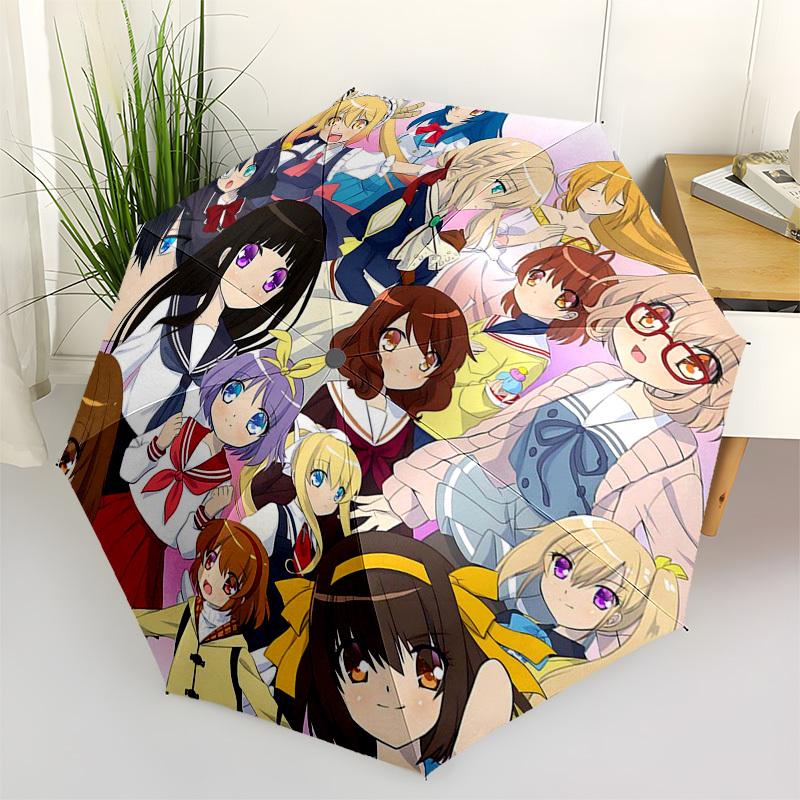 

1pc Anime Characters Outdoor Umbrella - Automatic Opening/Closing, Portable 3-Fold Design, 8-Rib Iron Frame - Perfect Gift for Fans, Travelers, D