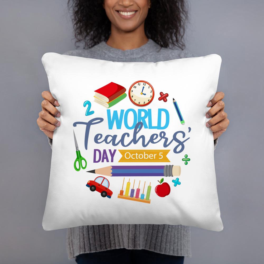 Happy Word Teacher's Day Square Pillow Case Teacher's Day Gift Pillow Case Sofa Cushion Cover Bedroom Party Decoration