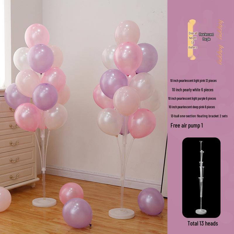 Anniversary & Birthday Balloon Column Decorations: Event Scene Layout with Floor and Background Balloons
