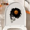 Graphic Wall Stickers for Refrigerator Spooky Crack Ghost Toilet Tank Lid Sticker, Halloween Horror 3D Broken Zombie Waterproof PVC
