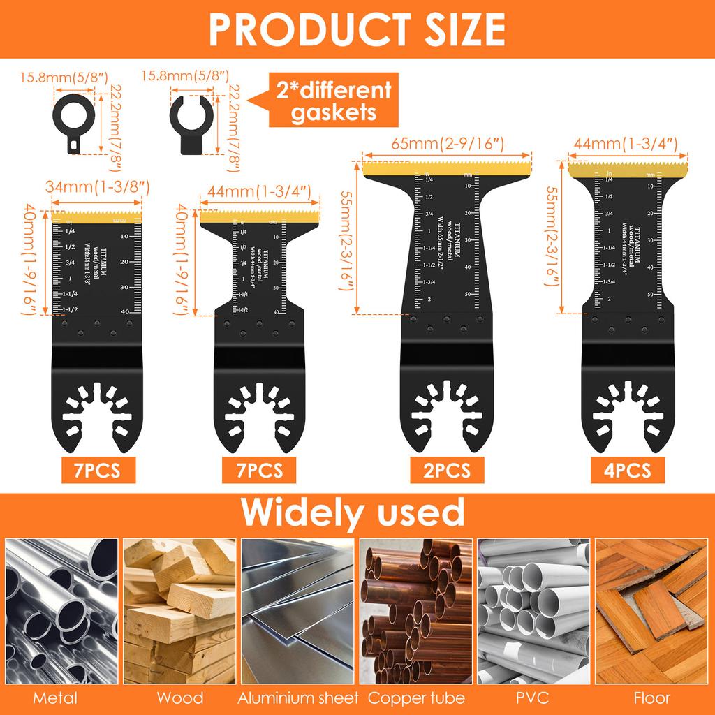 20/12Pcs Oscillating Saw Blade Bi-Metal Multi Tools Blades Sharp Wear Resistant Cutter Blade for Wood Metal Fast Cutting Blade